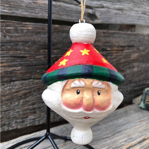 Set of 2 Primitive Santa Claus head Decorations Christmas ornaments St. Nick ❤️ - Picture 4 of 11